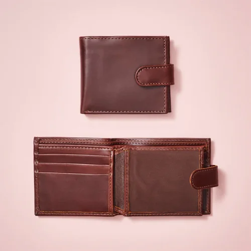 Wallet with Buckle Closure for Firm-Personalised Leather Tri Fold Wallet with RFID