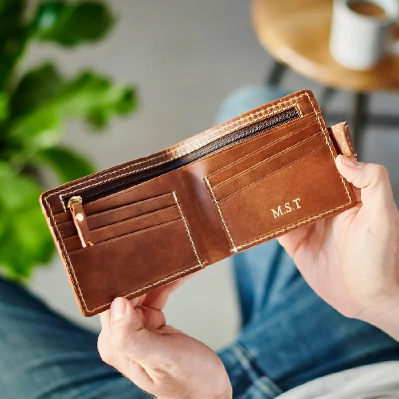 Wallet with Key Holder for Convenient-Leather Wallet with Internal Zip Section