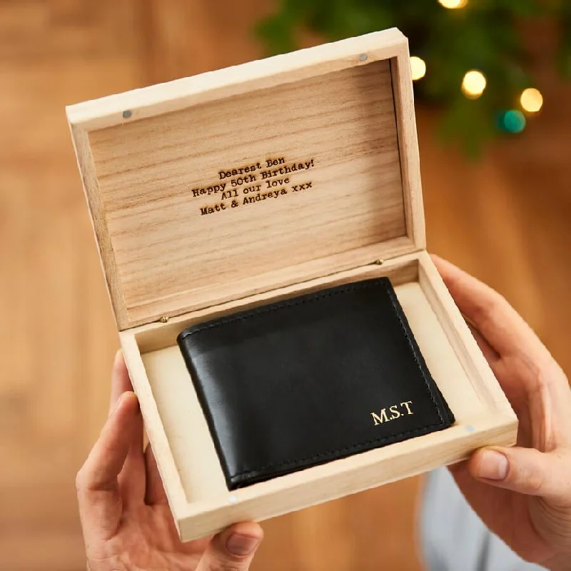 Wallet for Architects for Building-Personalised Coin Wallet In Engraved Wooden Box