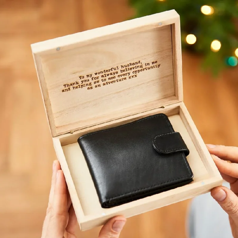 Card Case for Engineers for Design-Personalised Leather Wallet In Personalised Wooden Box