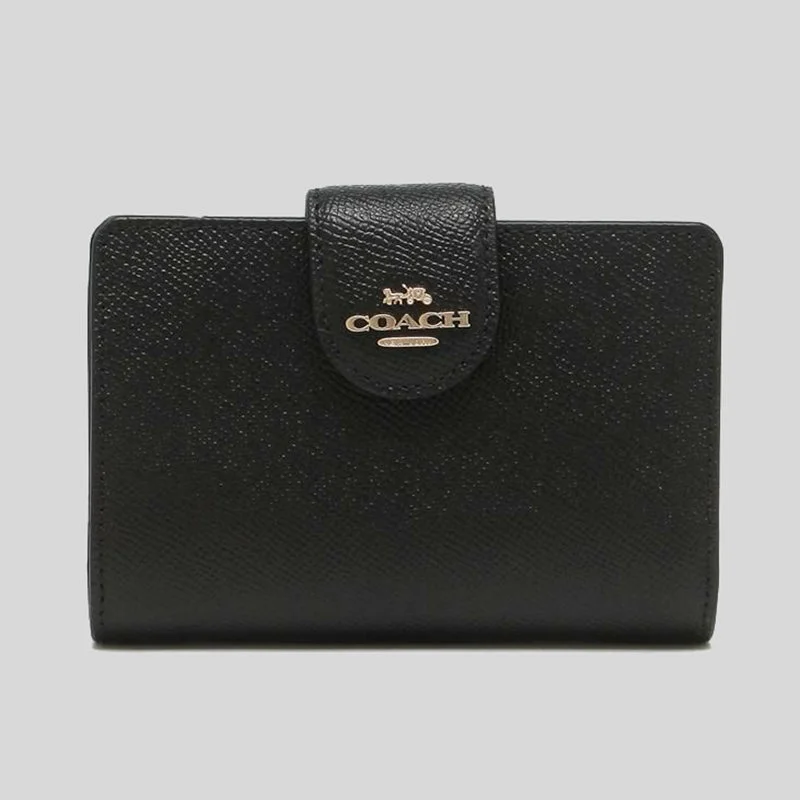 Card Case with Elastic Band for Flexible-Coach Medium Corner Zip Wallet Black RS-6390