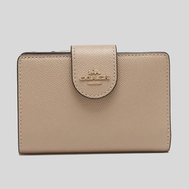 Slim Wallet for Compact Carry-Coach Medium Corner Zip Wallet Taupe RS-6390