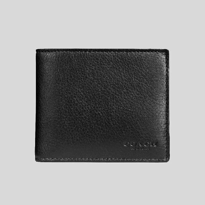 Wallet for Tech Geeks for Gadgets-COACH Men's 3 In 1 Wallet In Smooth Calf Leather Black RS-CR911