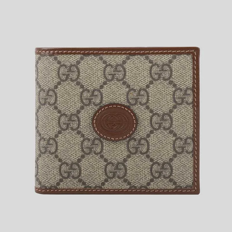 Wallet for Men's Style for Masculine-GUCCI GG Supreme Interlocking G Wallet With Coin Compartment  Brown RS-673000