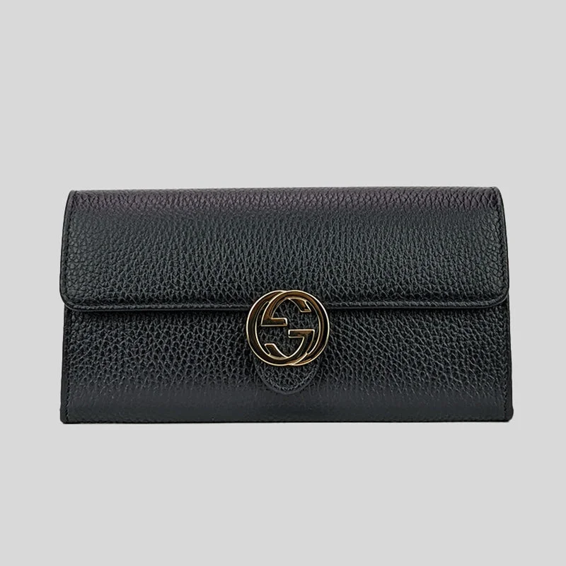 Wallet for Business Trips for Work-GUCCI Icon GG Interlocking Wallet Black RS-615524