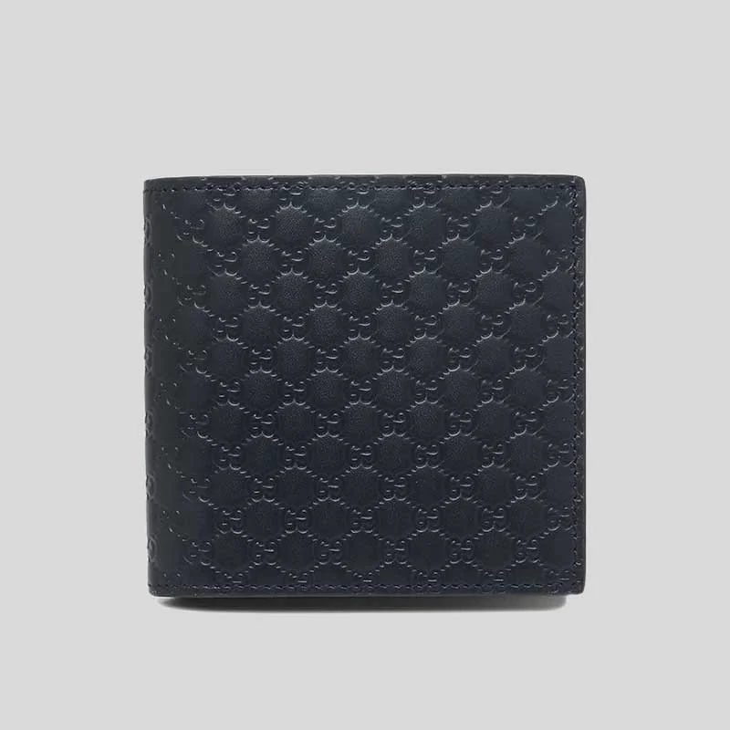 Card Case for Engineers for Design-GUCCI Men's Black Microguccissima GG Logo Leather Bifold Wallet With Coin Pocket Navy Blue RS-150413