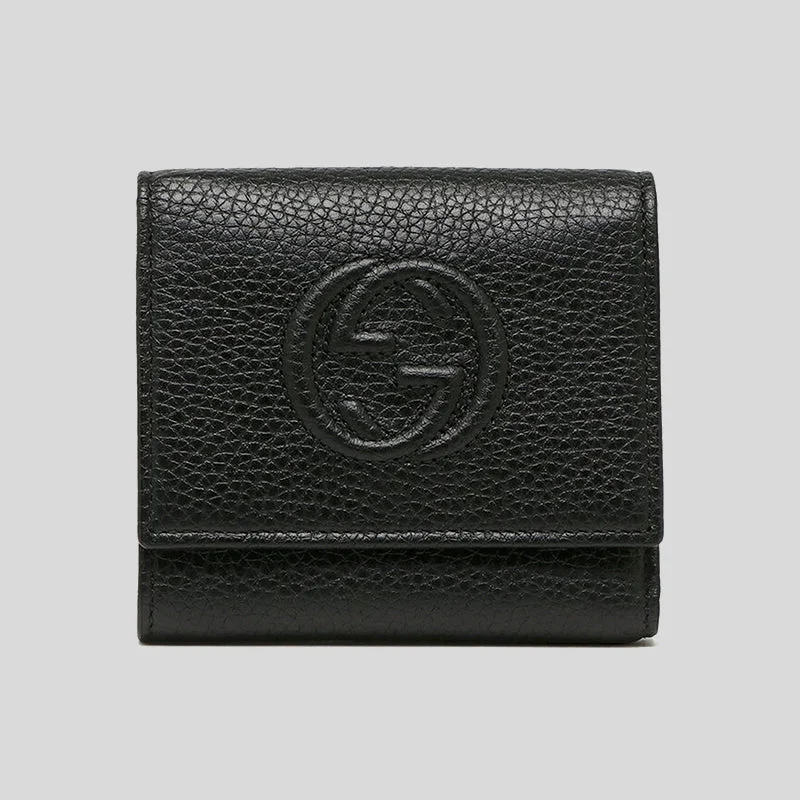 Metal Card Case for Durable-Gucci Soho Small Leather Trifold Wallet Black RS-598207