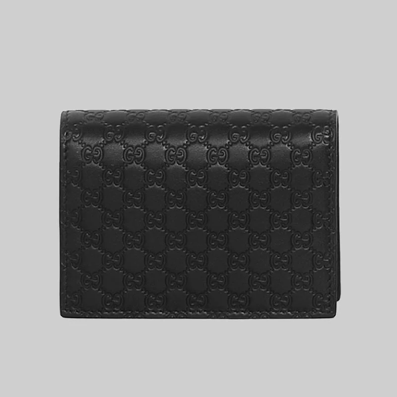 Card Case for Emergency Use for Safety-Gucci Unisex Micro GG Leather Flap Card Case Mini Wallet Black RS-544474