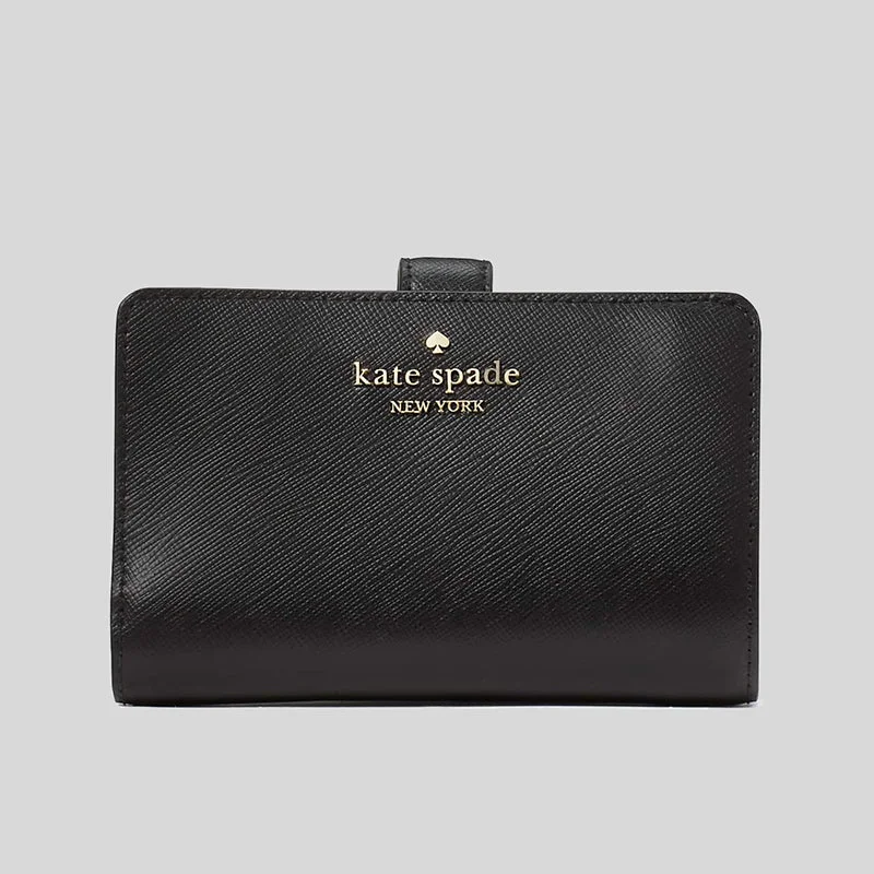 Wallet with Printed Pattern for Fashion-Kate Spade Madison Medium Compact Bifold Wallet Black RS-KC580