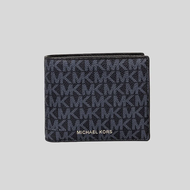 Leather Wallet for Luxurious Use-Michael Kors Cooper Billfold Wallet With Passcase PL Blue RS-36U9LCRF6B