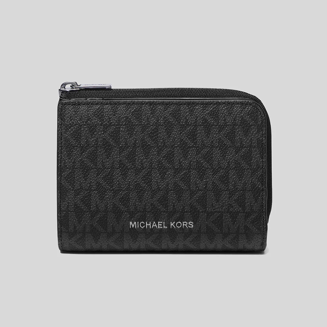 Wallet with Zipper Closure for Secure-MICHAEL KORS Cooper Signature Logo Folio Wallet Black RS-36F2LCOF3B