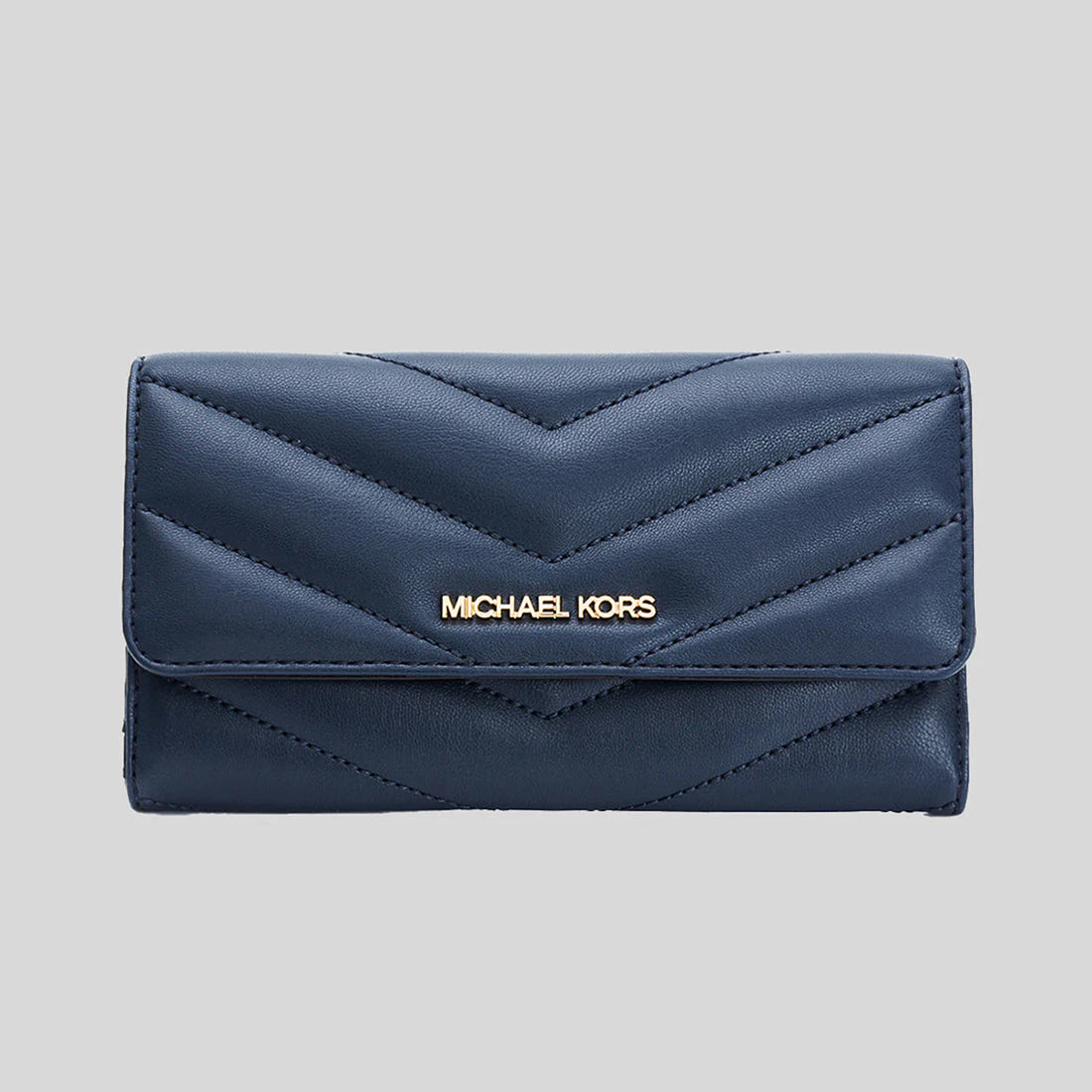 Wallet with Stitched Detail for Quality-MICHAEL KORS Jet Set Travel Soft Quilted Leather Large Trifold Wallet Navy RS-35R4GTVF9V