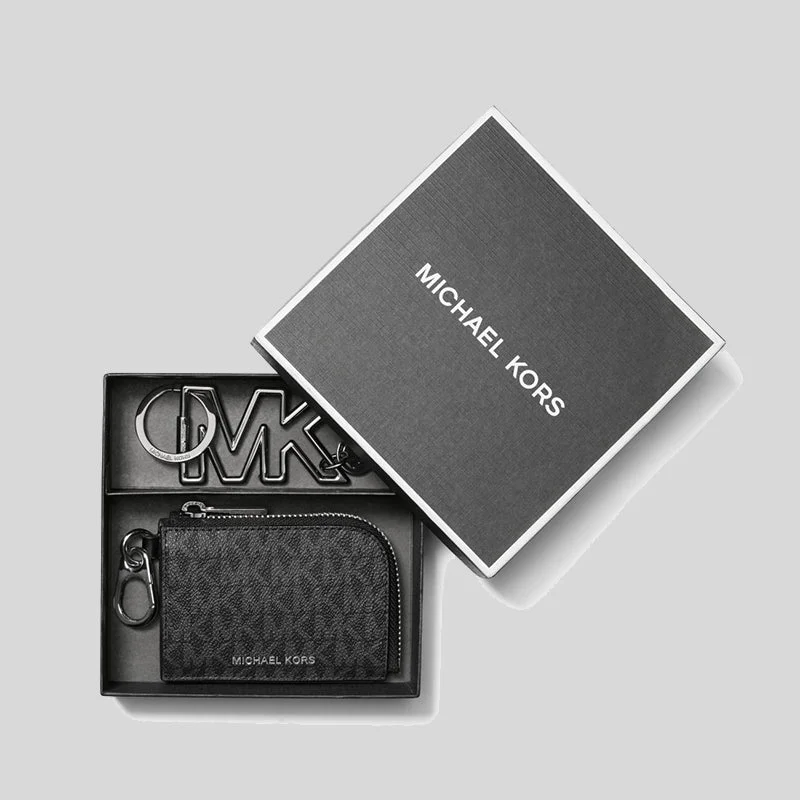 Wallet for Weekend Getaways for Relax-Michael Kors Logo Wallet and Keychain Gift Set Black RS-36S3LGFE6B