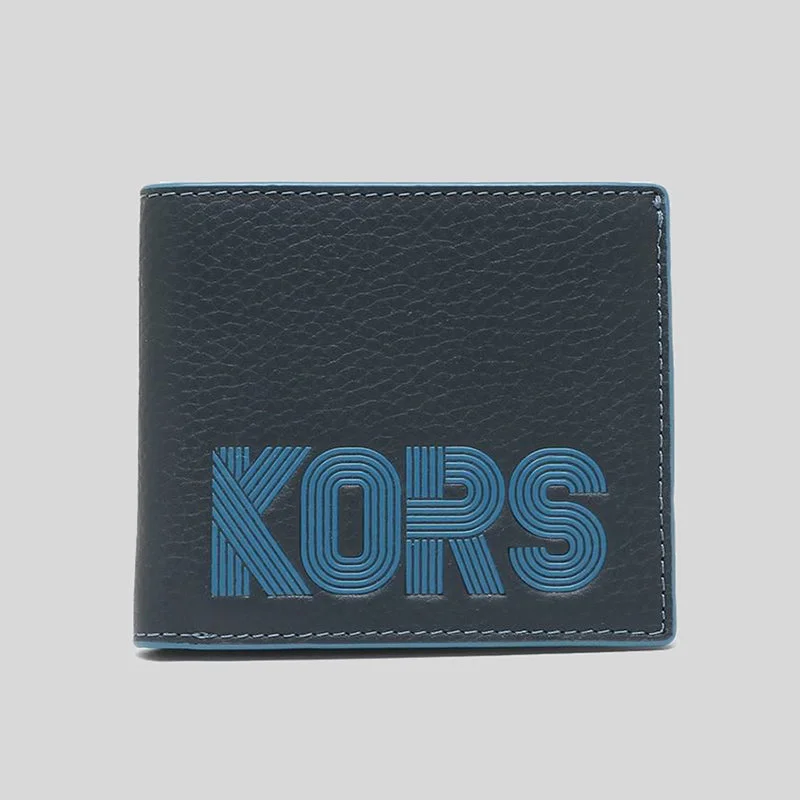 Card Case for Snowboarders for Sports-Michael Kors Mens Cooper Graphic Pebbled Leather Billfold Wallet Blue RS-36H1LCOF1X