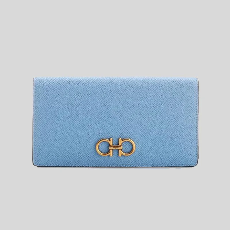 Wallet for Special Occasions for Formal-Salvatore Ferragamo Calf Leather Medium Bifold Wallet Nigella Blue RS-0752758