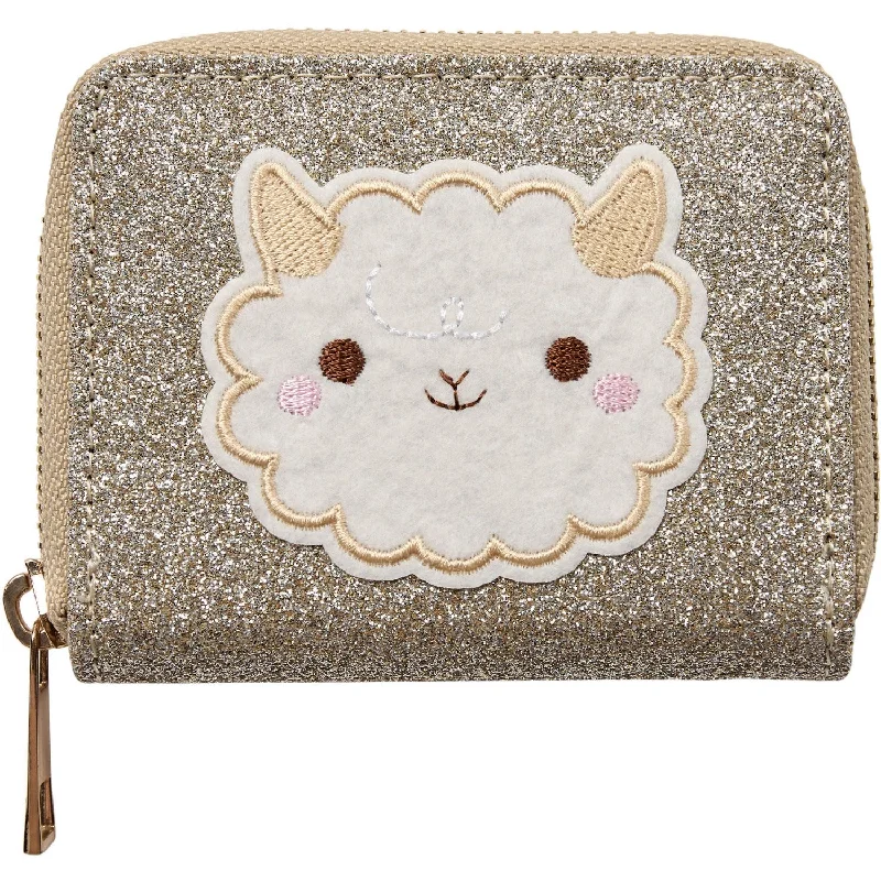 Card Case with Strap for Carry-Sofie Schnoor Champagne Glitter Wallet