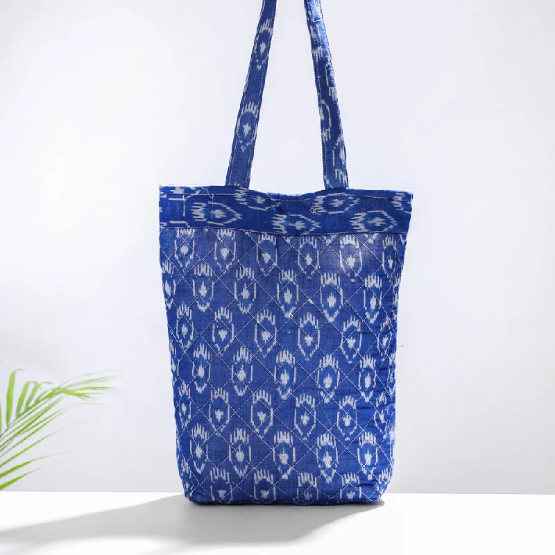 Shoulder bags with ethnic weaves for global charm -Blue - Handcrafted Quilted Ikat Weave Shoulder Bag