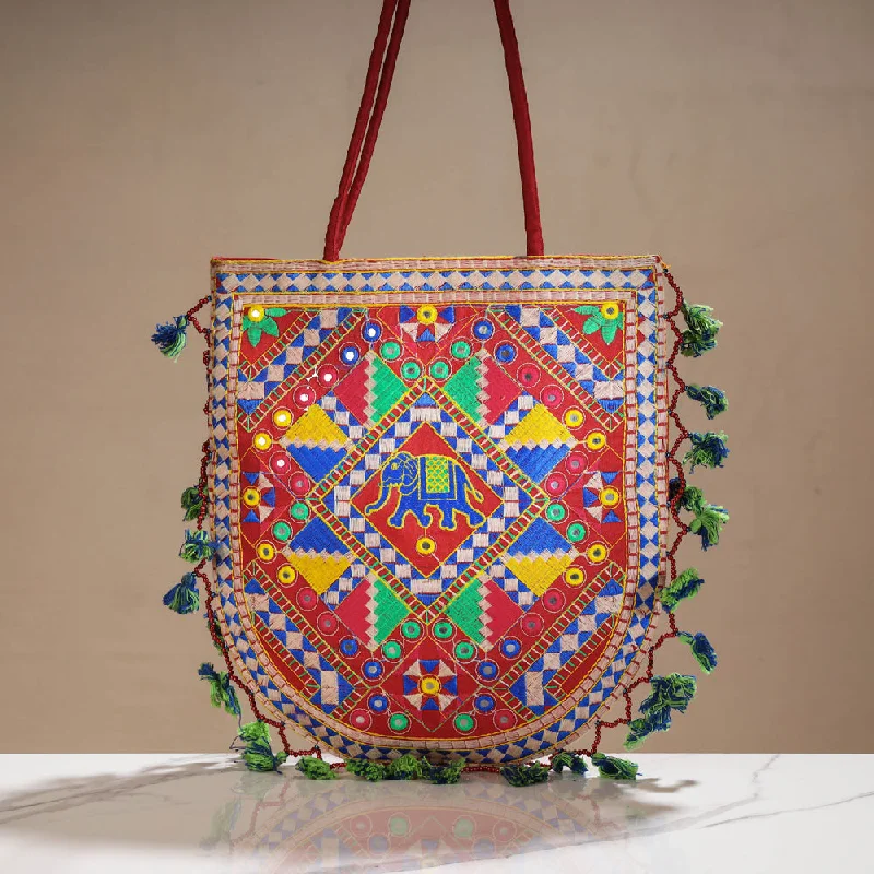 Shoulder bags with plush leather for rich feel -Marudhara Embroidered Shoulder Bag with Tassels