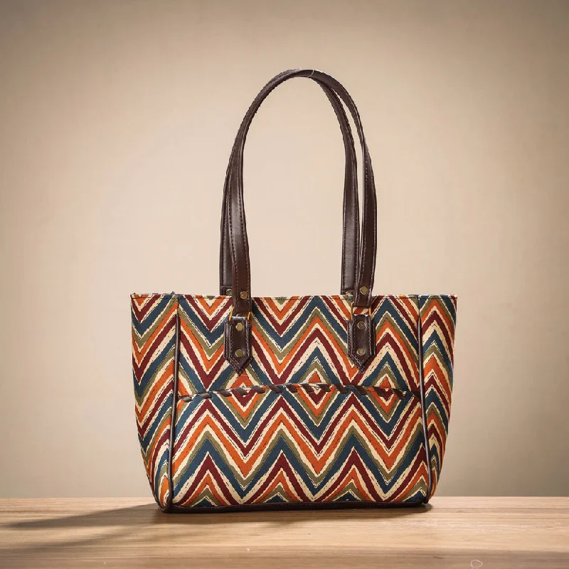 Shoulder bags with palm prints for beach vibes -Multicolor - Handcrafted Cotton Shoulder Bag