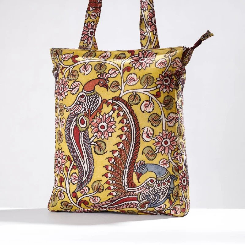 Shoulder bags designed for pets with cozy space -Yellow - Shoulder Bag - Handpainted Kalamkari Natural Dyed Cotton