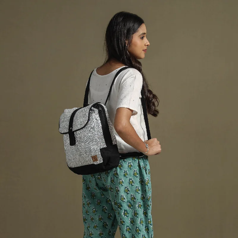 Shoulder bags with foam lining for tech safety -Grey - Upcycled Weave Handcrafted Mini Backpack