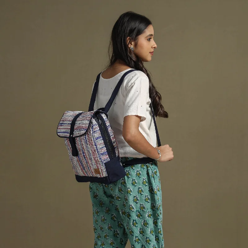 Shoulder bags with check patterns for sharp look -Multicolor - Upcycled Weave Handcrafted Mini Backpack