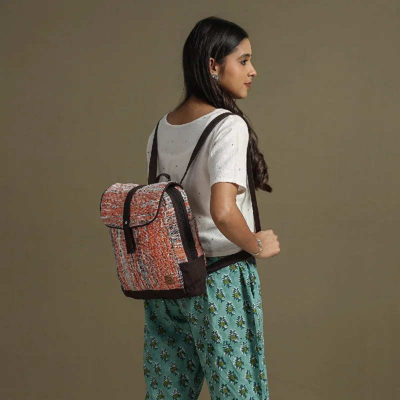 Shoulder bags in rust tones for fall chic -Orange - Upcycled Weave Handcrafted Mini Backpack