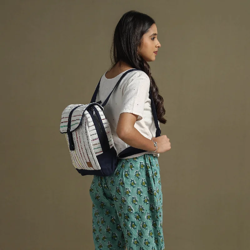 Shoulder bags with inner pouches for neat storage -White - Upcycled Weave Handcrafted Mini Backpack