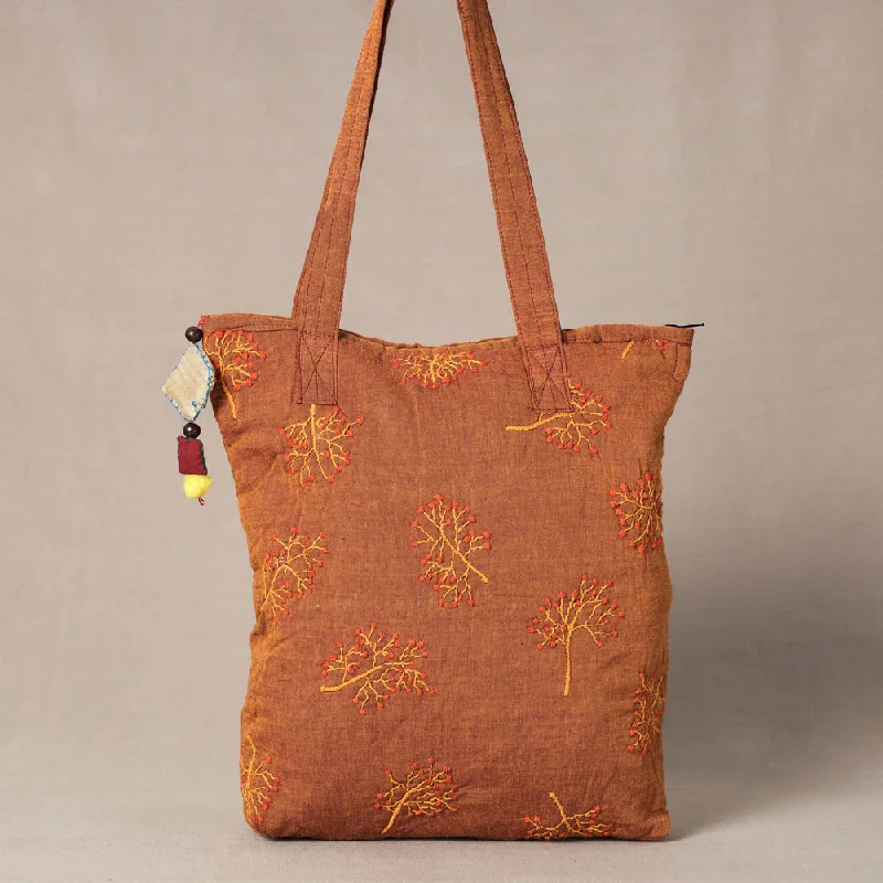 Shoulder bags with sleek leather for soft feel -Brown - Chandi Maati Tagai Work Tote Bag