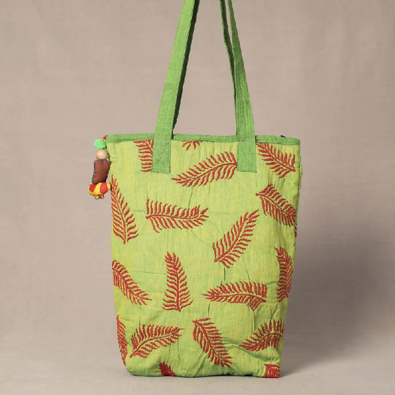 Shoulder bags with check patterns for sharp look -Green - Chandi Maati Tagai Work Tote Bag