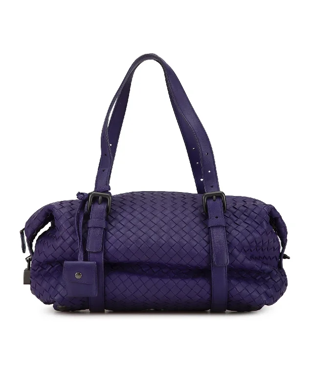 Shoulder bags with curved flaps for fresh design -Bottega Veneta Intrecciato The Pouch Shoulder Bag in Purple