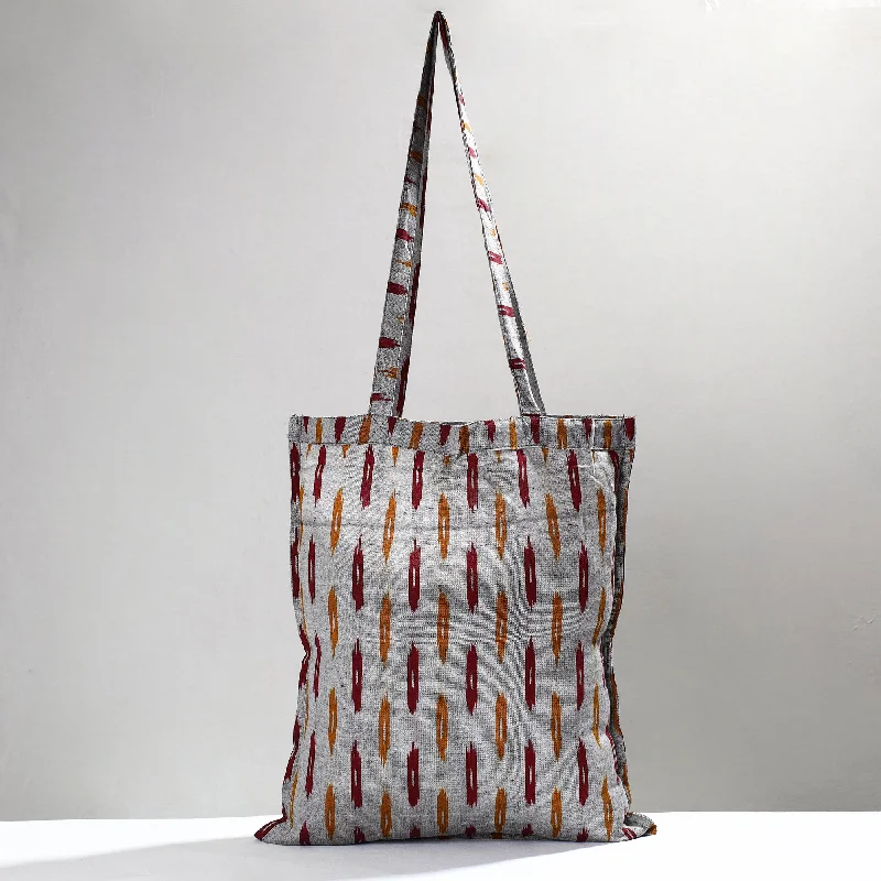 Shoulder bags perfect for buses with tidy fit -Grey - Pochampally Ikat Cotton Fabric Shopping Bag