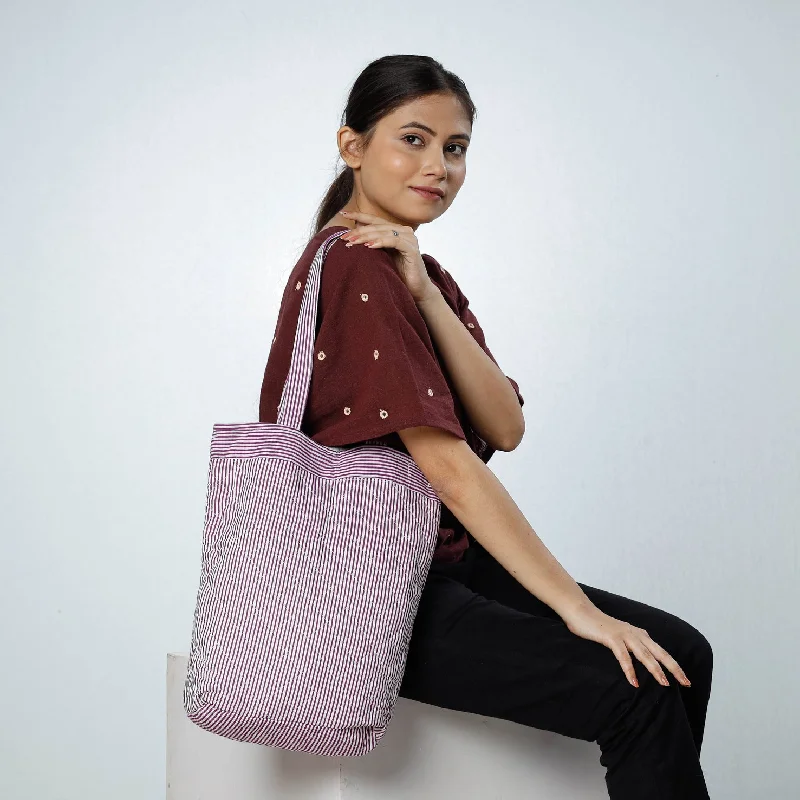 Shoulder bags with snap closures for sleek flair -Purple - Handcrafted Quilted Bagru Block Printed Shoulder Bag