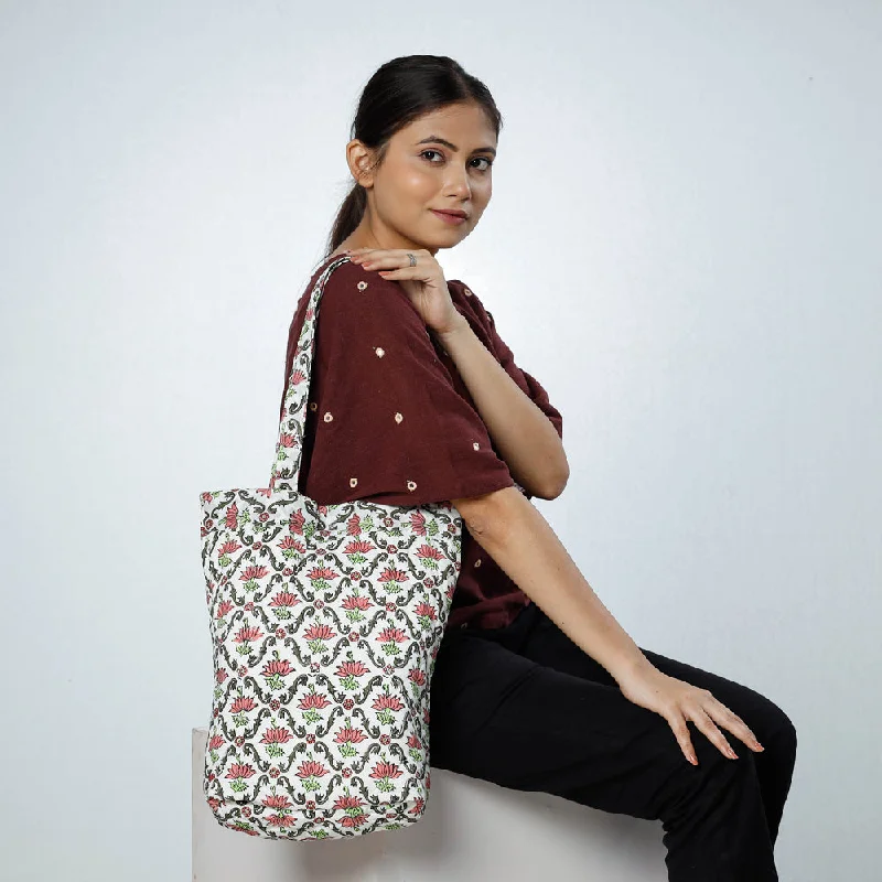 Shoulder bags with rainproof fabric for wet days -Multicolor - Handcrafted Quilted Sanganeri Block Printed Shoulder Bag