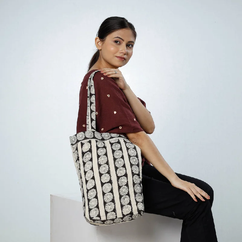 Shoulder bags featuring snake texture for wild luxe -Multicolor - Handcrafted Quilted Sanganeri Block Printed Shoulder Bag