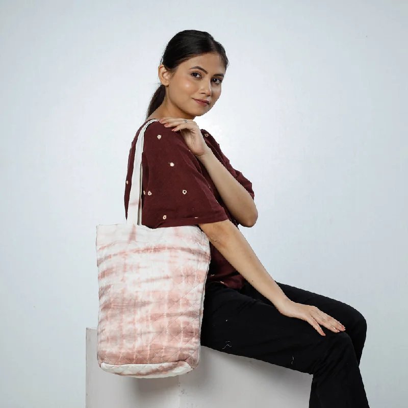 Shoulder bags perfect for trips with durable fabric -Brown - Handcrafted Quilted Shibori Tie Dye Cotton Shoulder Bag