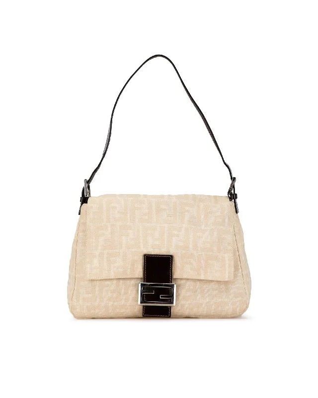 Shoulder bags great for events with chic vibe -Fendi 2Jours Beige Canvas Shoulder Bag