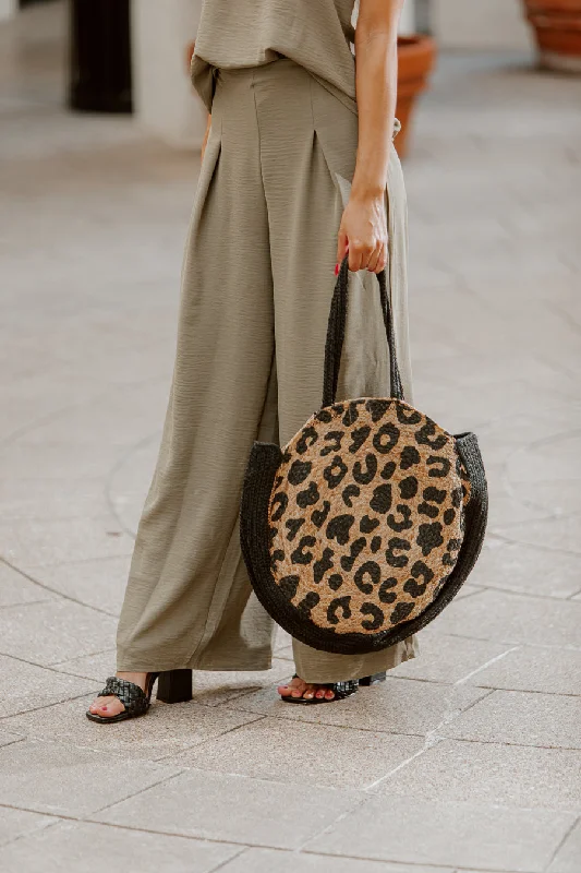 Foldable reusable tote bags for eco-conscious shopping and everyday use -"ALWAYS AN ORIGINAL" LEOPARD STRAW BAG