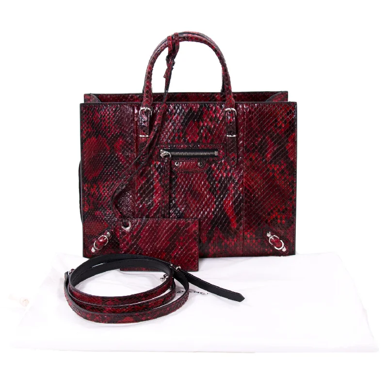 Shoulder bags featuring soft quilting for cozy chic -Balenciaga Papier A4 Mini Python Tote