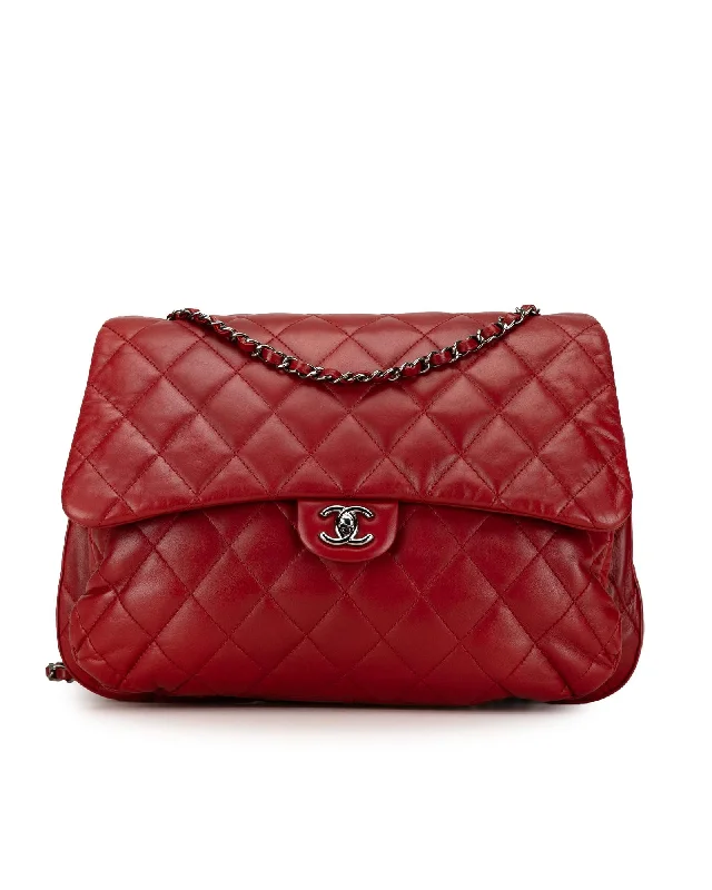 Shoulder bags with bead accents for glam flair -Quilted Lambskin Shoulder Bag with Chain Strap and CC Turn-Lock Closure