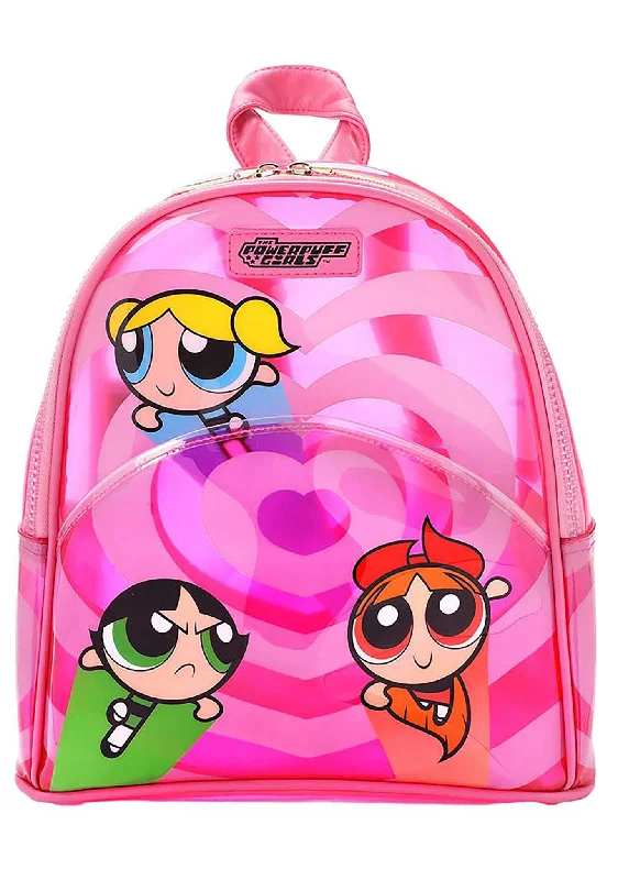 Bold neon-colored tote bags for a fun, eye-catching, and trendy style -Cartoon Network The Powerpuff Girls Pink Vinyl Mini Backpack