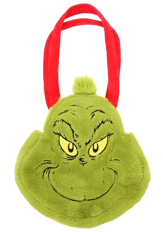 Tartan plaid tote bags for a cozy, seasonal accessory with a stylish edge -Dr Seuss The Grinch Plush Large Tote Bag