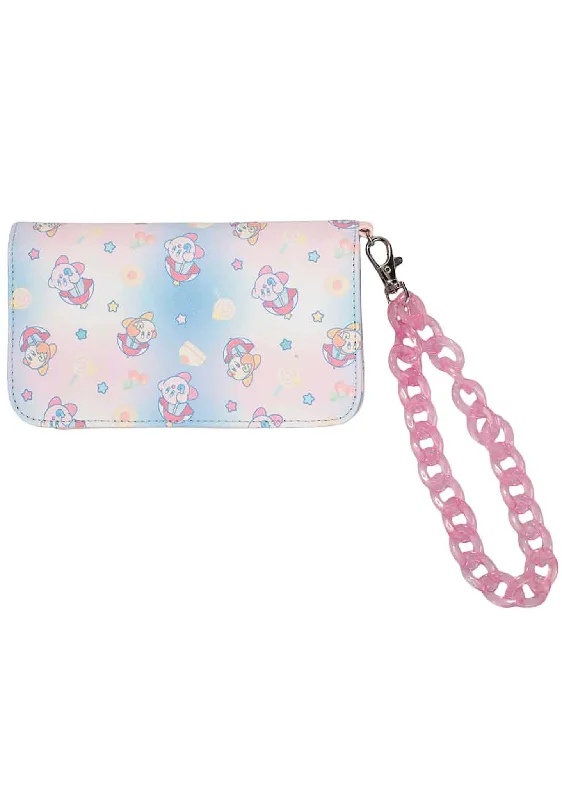 Patterned tote bags with colorful designs for an eye-catching statement accessory -Nintendo Kirby AOP Pink Chain Tech Zip Wallet