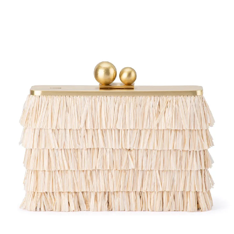 Simple and chic linen tote bags for minimalist fashion lovers -CARLITA Fringe Clutch