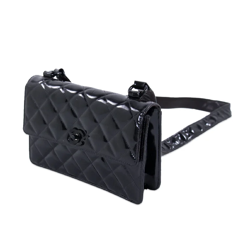 Shoulder bags featuring matte shine for bold luxe -Chanel Vintage Quilted Patent Leather Flap Bag