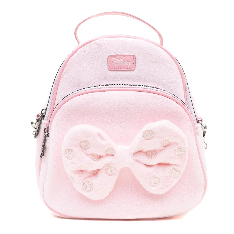 Eco-friendly tote bags made of recycled materials for sustainable shopping bags -Disney Vegan Leather Crossbody bag with Adjustable Straps, Minnie Mouse Furry Bow with Dots, Pink, 8.0" x 8.5"