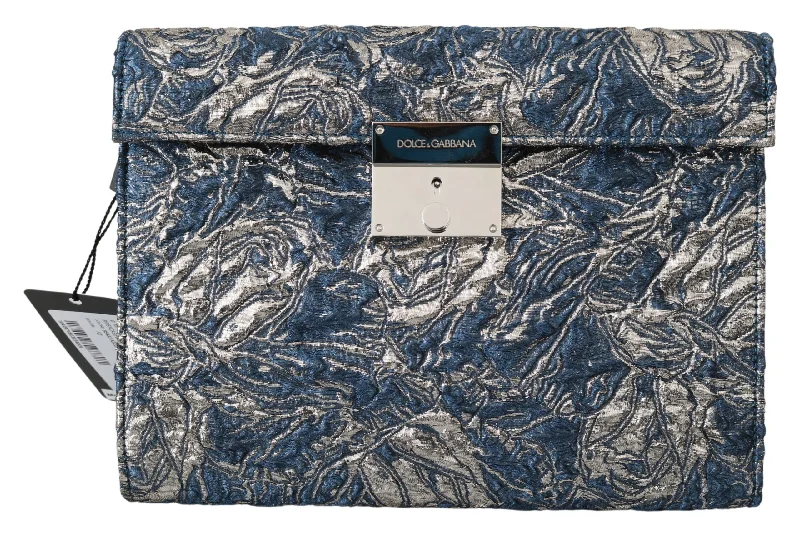 Colorblock tote bags for a bold and modern fashion statement -Dolce & Gabbana Elegant Blue Croc-Print Briefcase Clutch