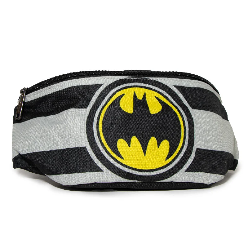 Luxury tote bags with premium leather and gold hardware for sophisticated style -Fanny Pack - BATMAN Bat Signal Stripes Utility Belt Black Gray Yellow