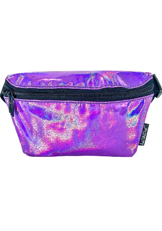 Canvas tote bags with inspirational messages for a motivational accessory -Ultra Slim Purple Beam Iridescent Fanny Pack