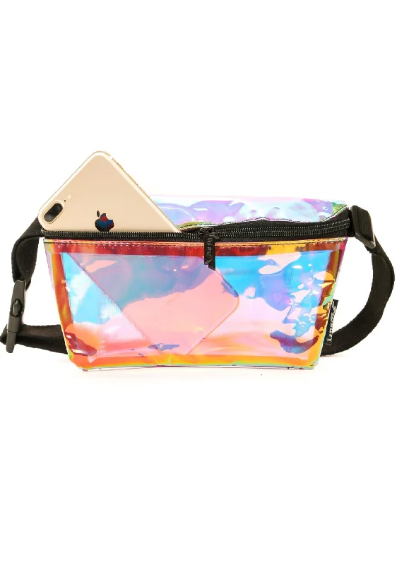 Designer tote bags with unique prints for high-end fashion lovers -Ultra Slim Interplanetary Plasma Storm Iridescent Fanny Pack